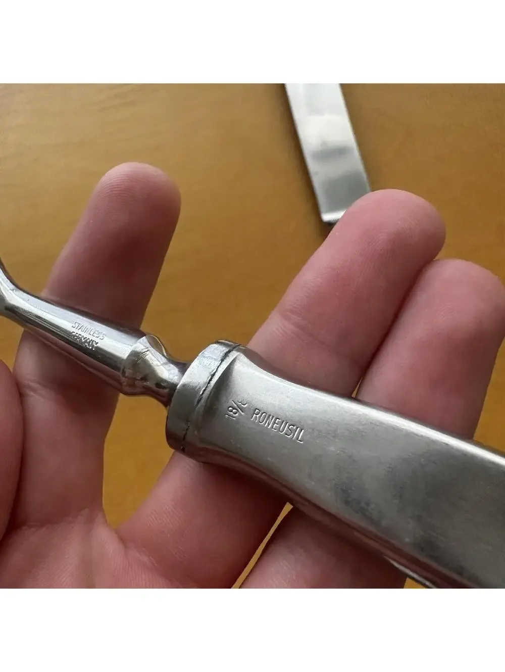 2 VTG Eickhorn Roneusil SIBYLLE Stainless German Flatware Carving Knife Set MCM